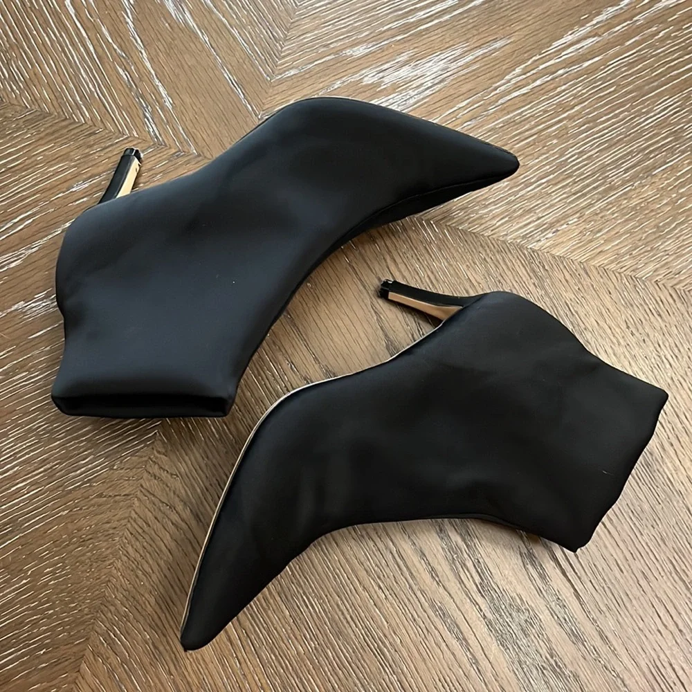 Tony Bianco black satin sock ankle bootie Size 6